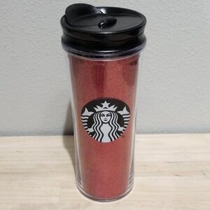 Starbucks Red Glitter 16 Fl Oz Tumbler Coffee Cup With Lid